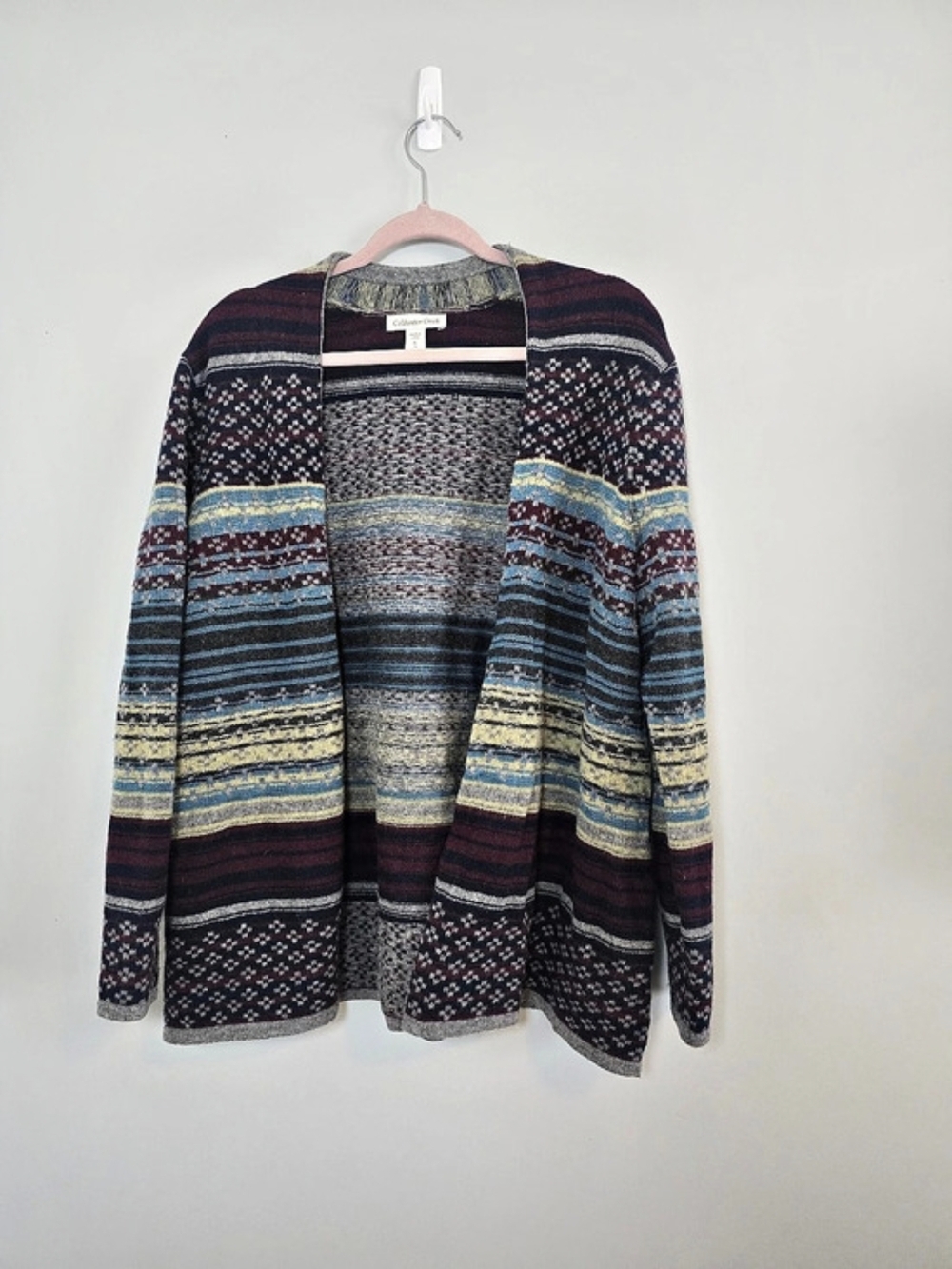 Coldwater Creek Fair Isle Wool Rayon Open Front Cardigan Women’s XL